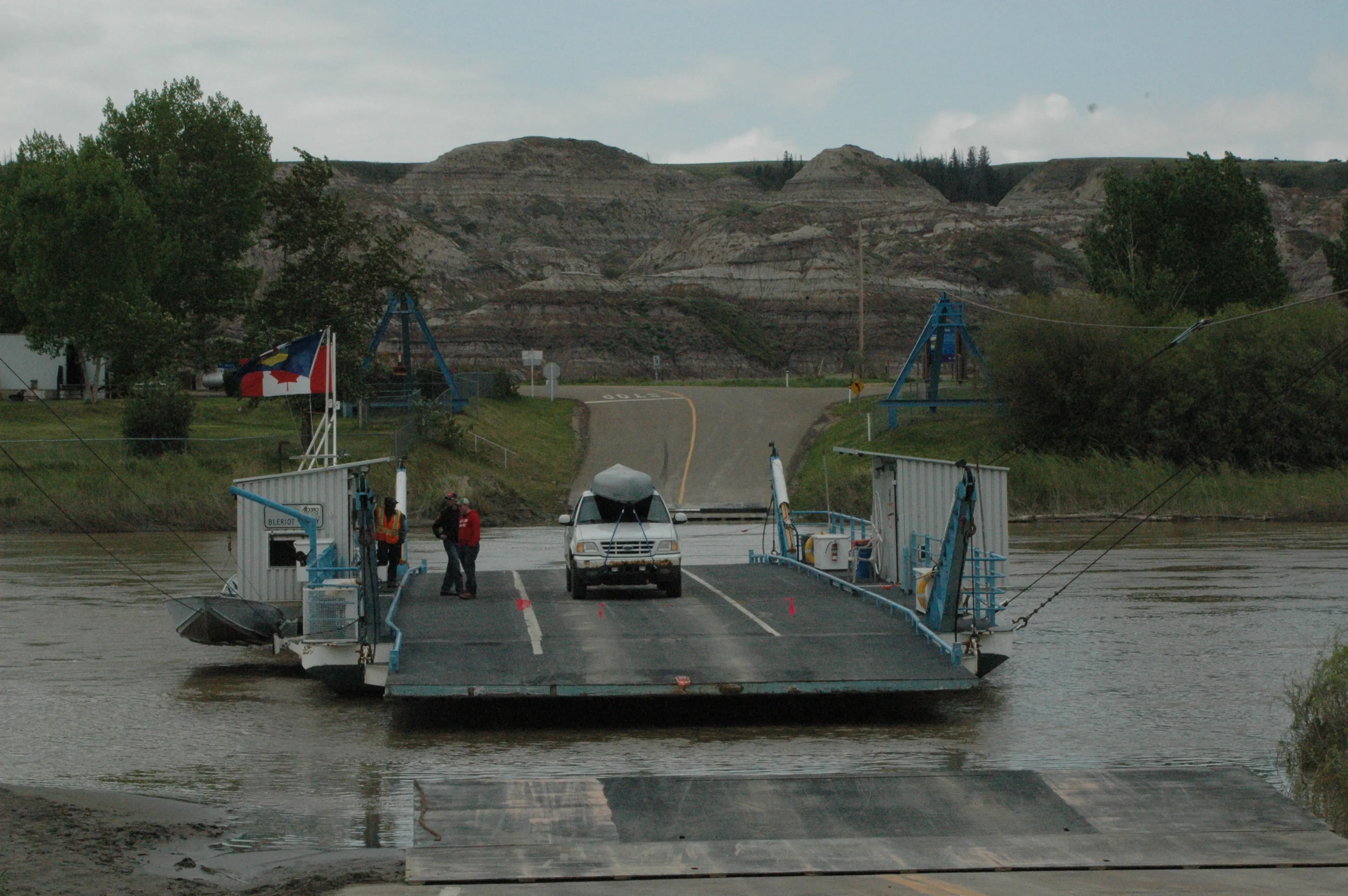The Bleriot Ferry crossing the Red Deer River in Drumheller